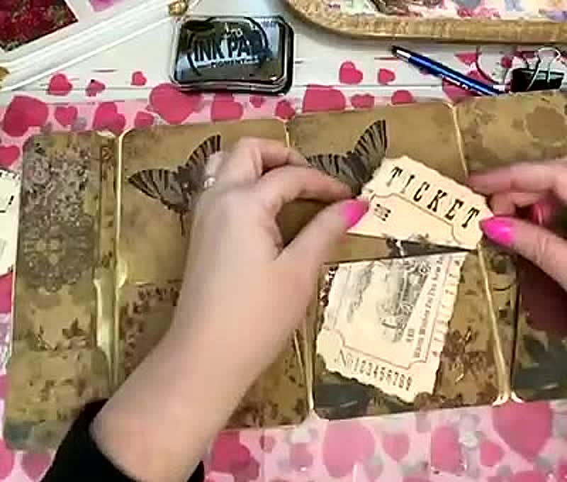 Pockets and ticket ephemera inside the journal