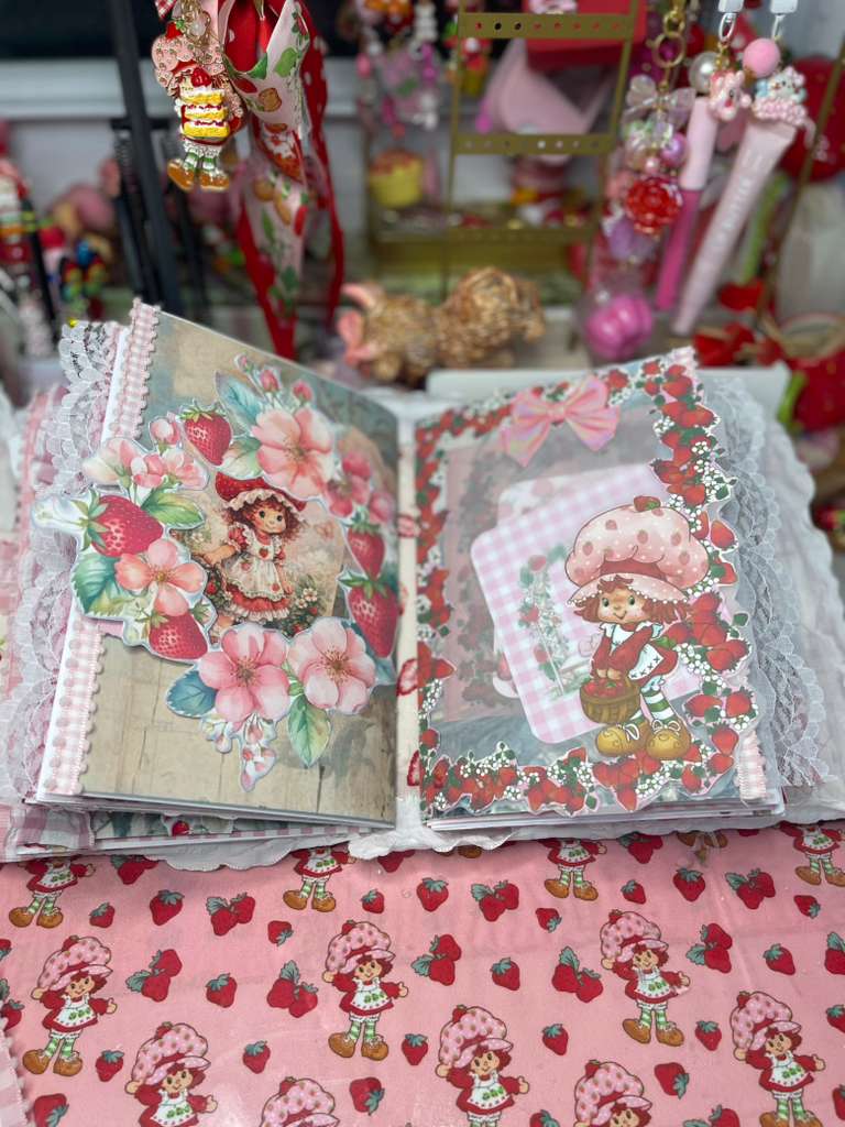 Spread with floral pages