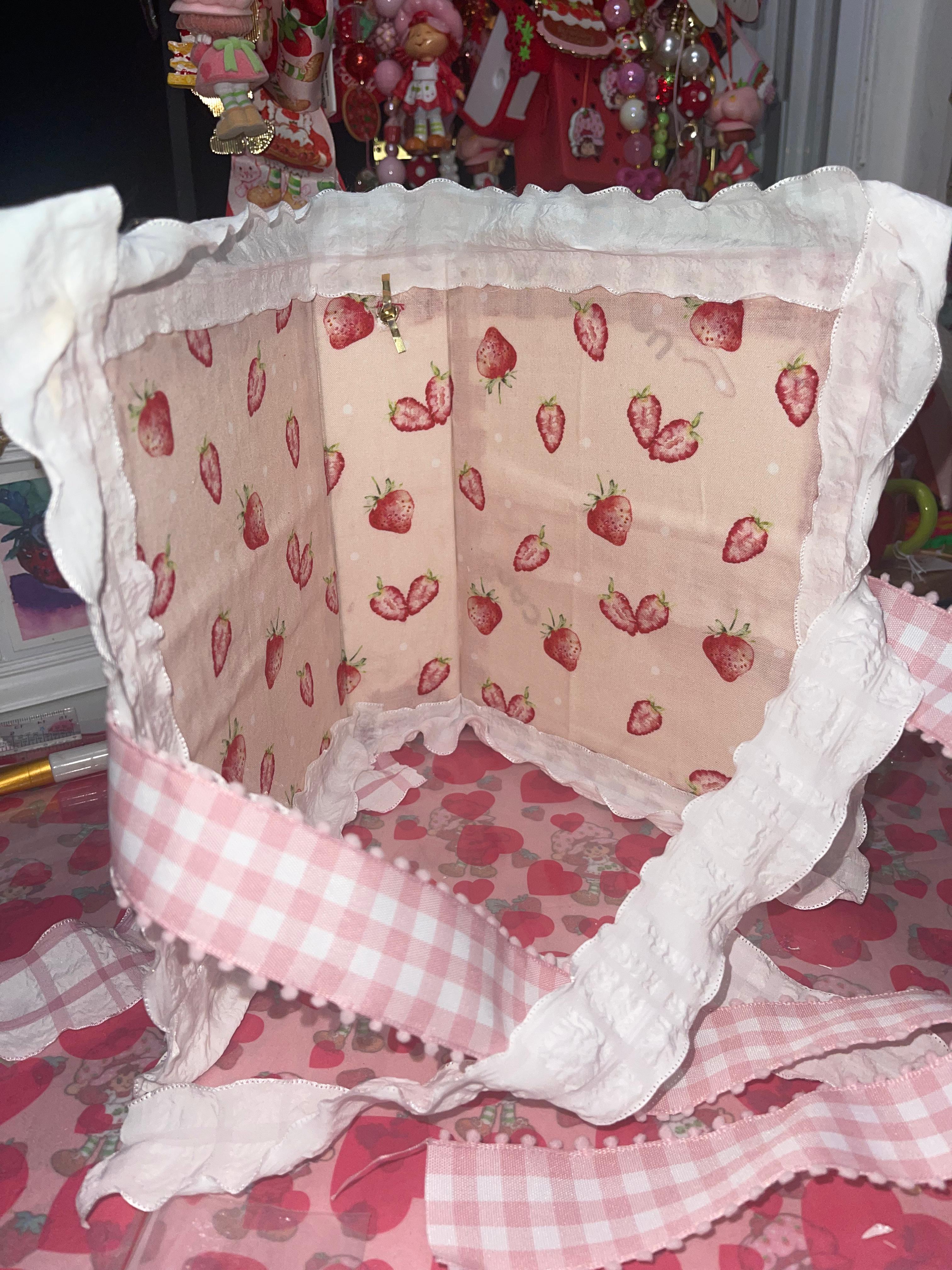 Strawberry print lining inside the journal